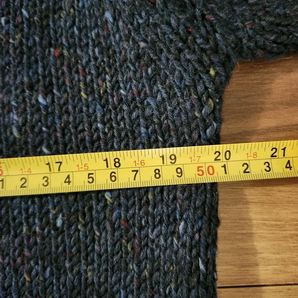Isles Of Aran Mens Donegal Tweed Half Zip Sweater Fleck Blue 100% Wool Sz Medium